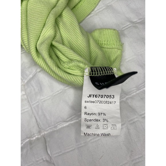 Shein Neon Green Short Sleeved ribbed crop top. Size Medium - Picture 5 of 5